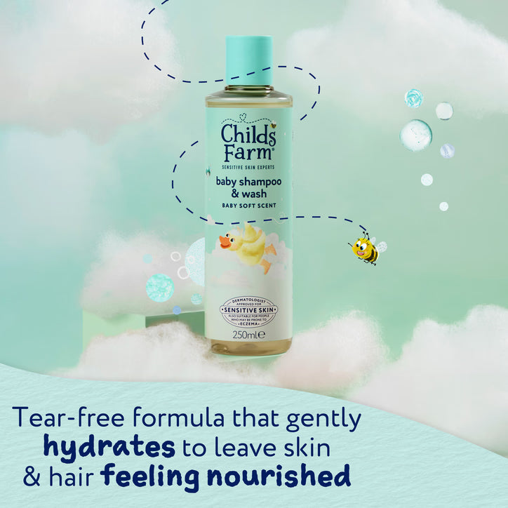 Childs Farm Baby Shampoo & Wash, Baby Soft Scent 250ml