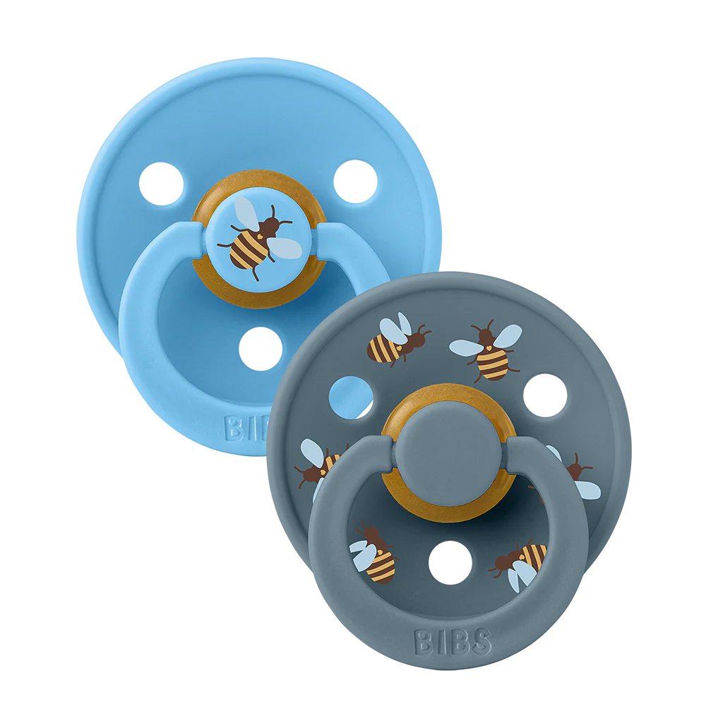 BIBS STUDIO Colour Pacifiers 2 Pack Bumblebee - Breeze/ Petrol