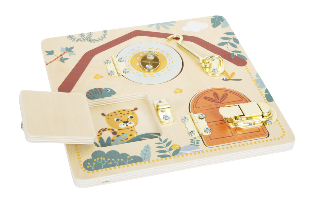 Small Foot Latch & Lock Activity Board - Safari