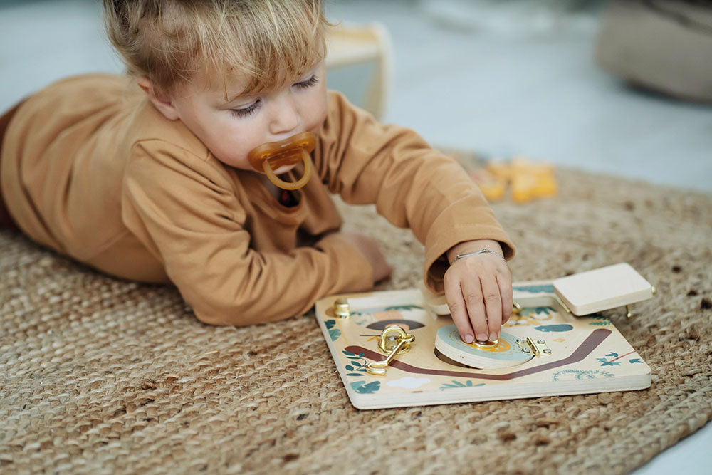 Small Foot Latch & Lock Activity Board - Safari