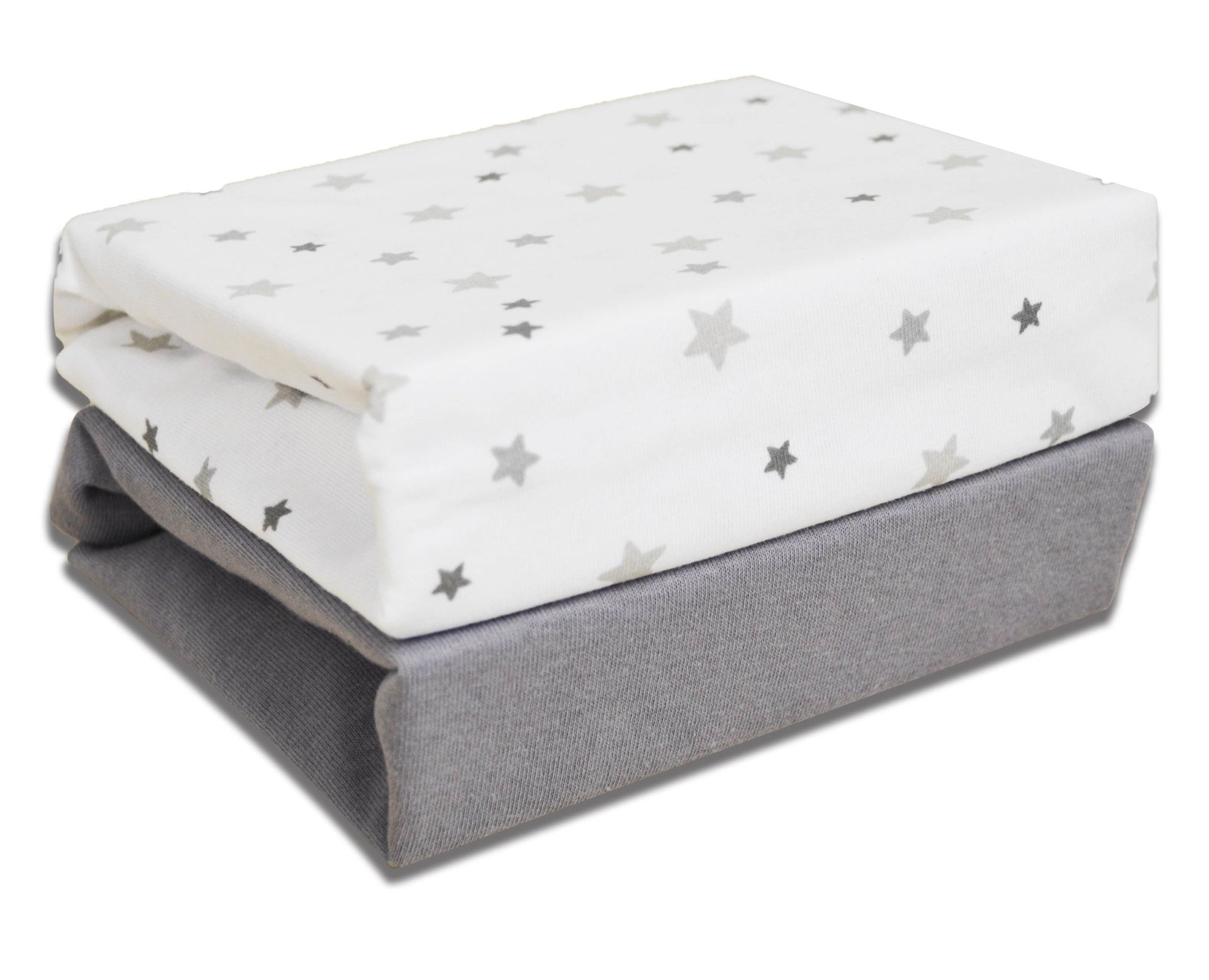 Cuddles Collection Cot Fitted Sheet 2 pack 120x60cm - Magical Stars Grey
