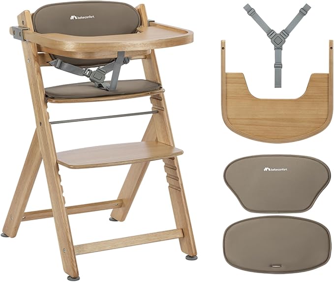 Bebe Confort Timba 2 Highchair with Cushion - Light Wood / Beige