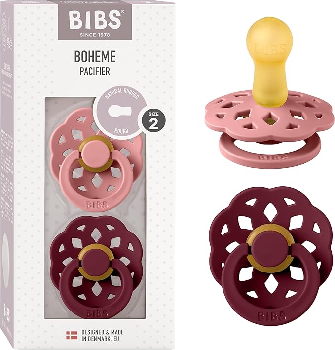 BIBS Boheme Pacifiers 2 Pack - Dusty Pink/Coral