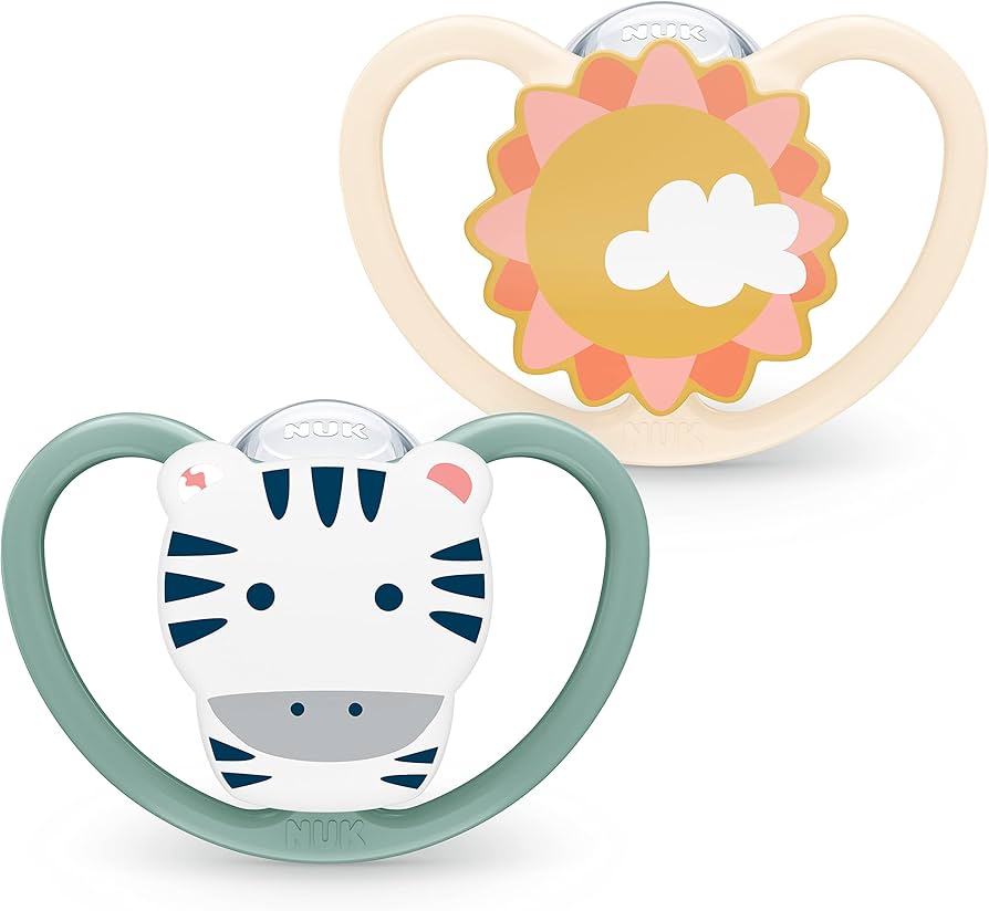 NUK Space Baby Pacifier, 6-18 Months Zebra and Sun
