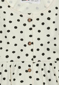 Minoti Long Sleeve Ballerina Dress - Cream / Black Polka Dots