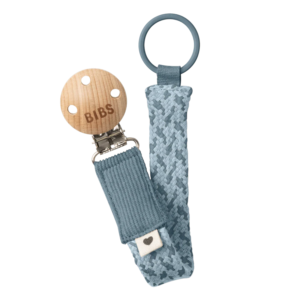 BIBS Pacifier Clip Ribbon - Petrol/Baby Blue