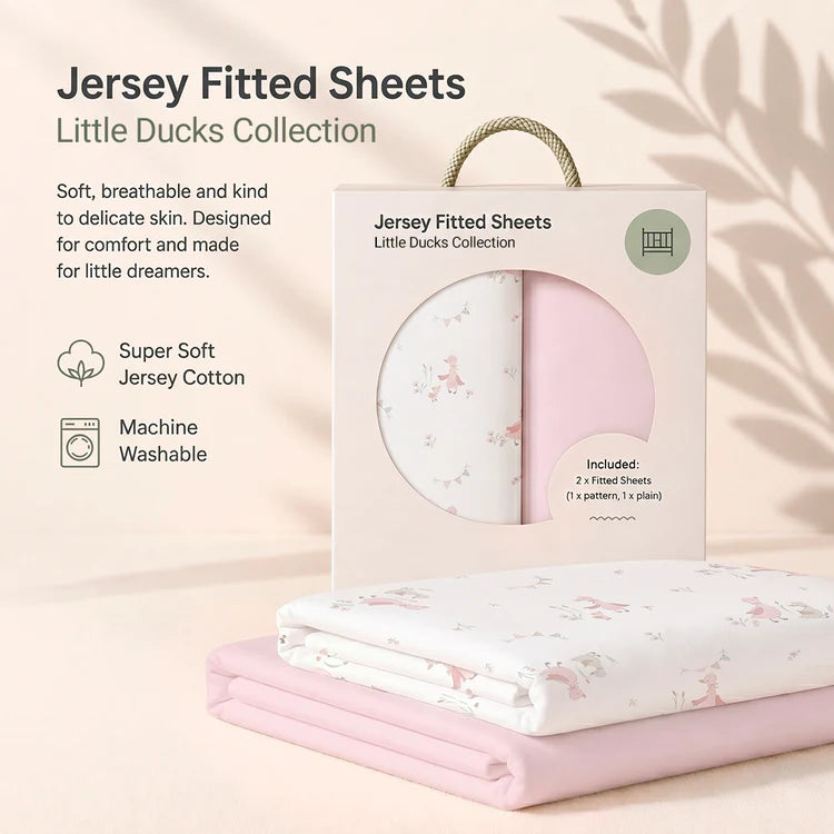 Baby Elegance Jersey Crib Fitted Sheets 50x95cm 2 pack - Little Ducks Collection