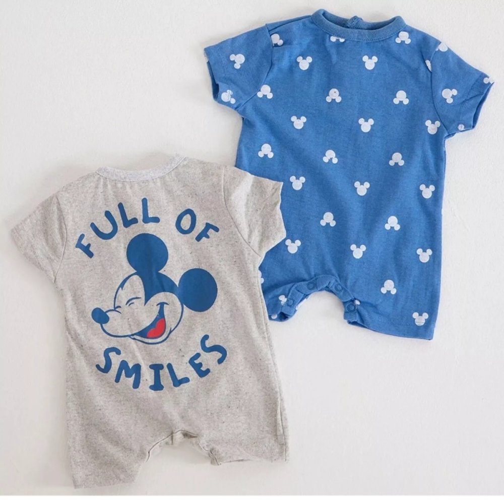 Baby Mickey Mouse 2 Pack Romper Blue/Grey