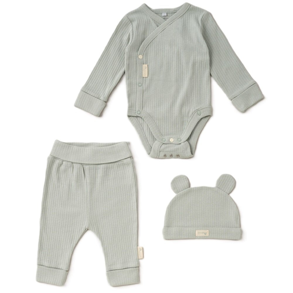 Baby Sage Organic 3 Piece Ribbed Outfit