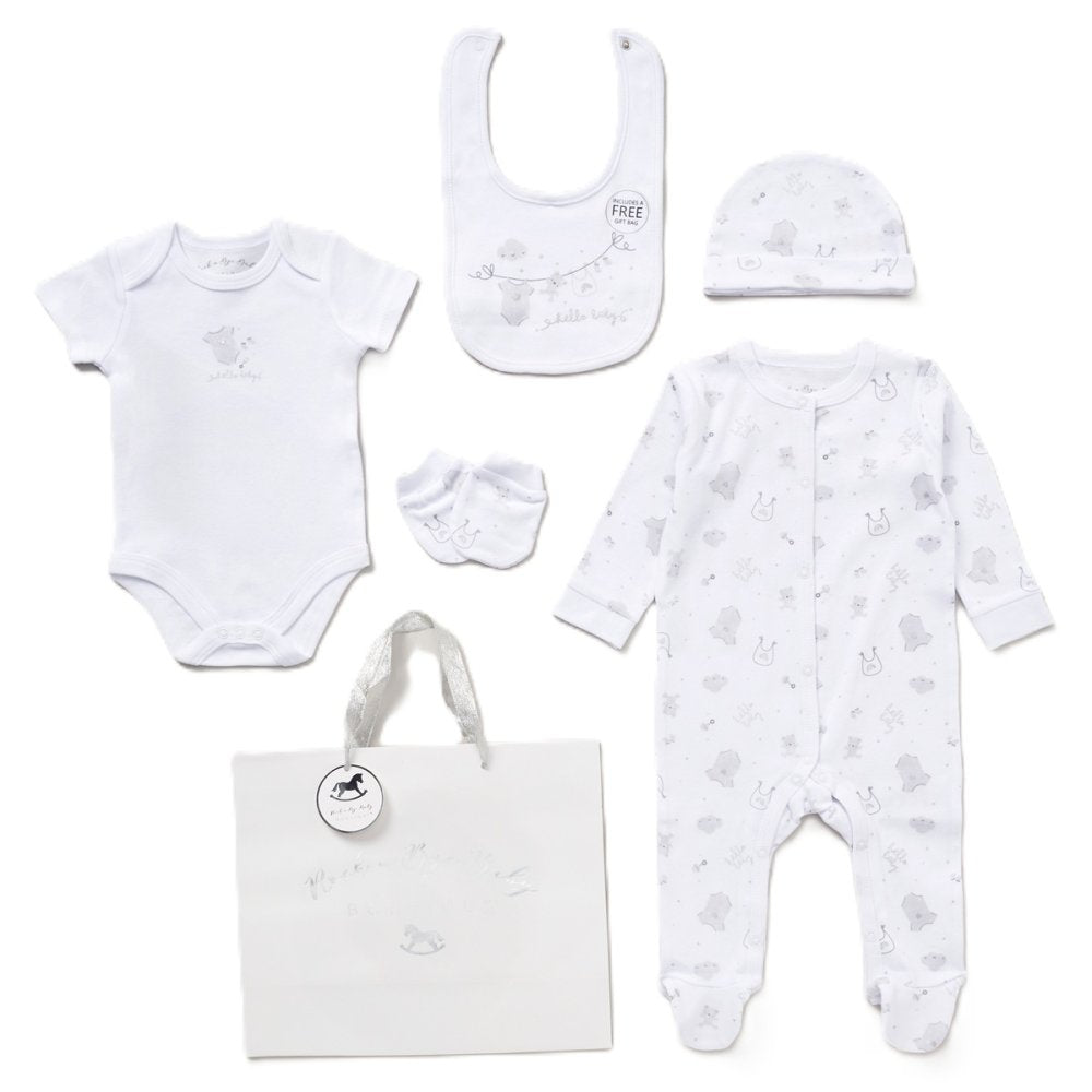 Baby Girls Bows 6 Piece Hello Baby Bag Gift Set