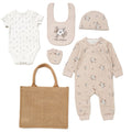 Baby Girls Organic Cotton 6 Piece Gift Set Beige