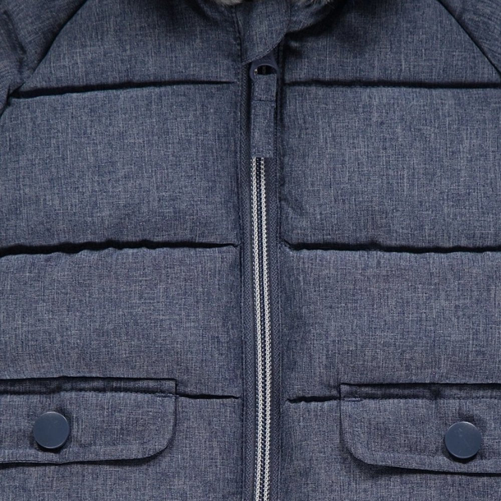Blue Textured Padded Coat 12-18 Months