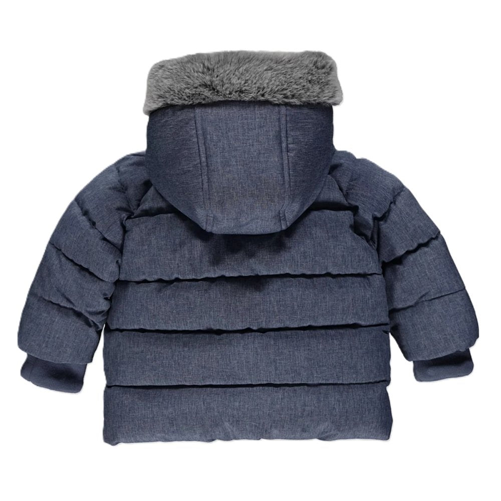 Blue Textured Padded Coat 12-18 Months