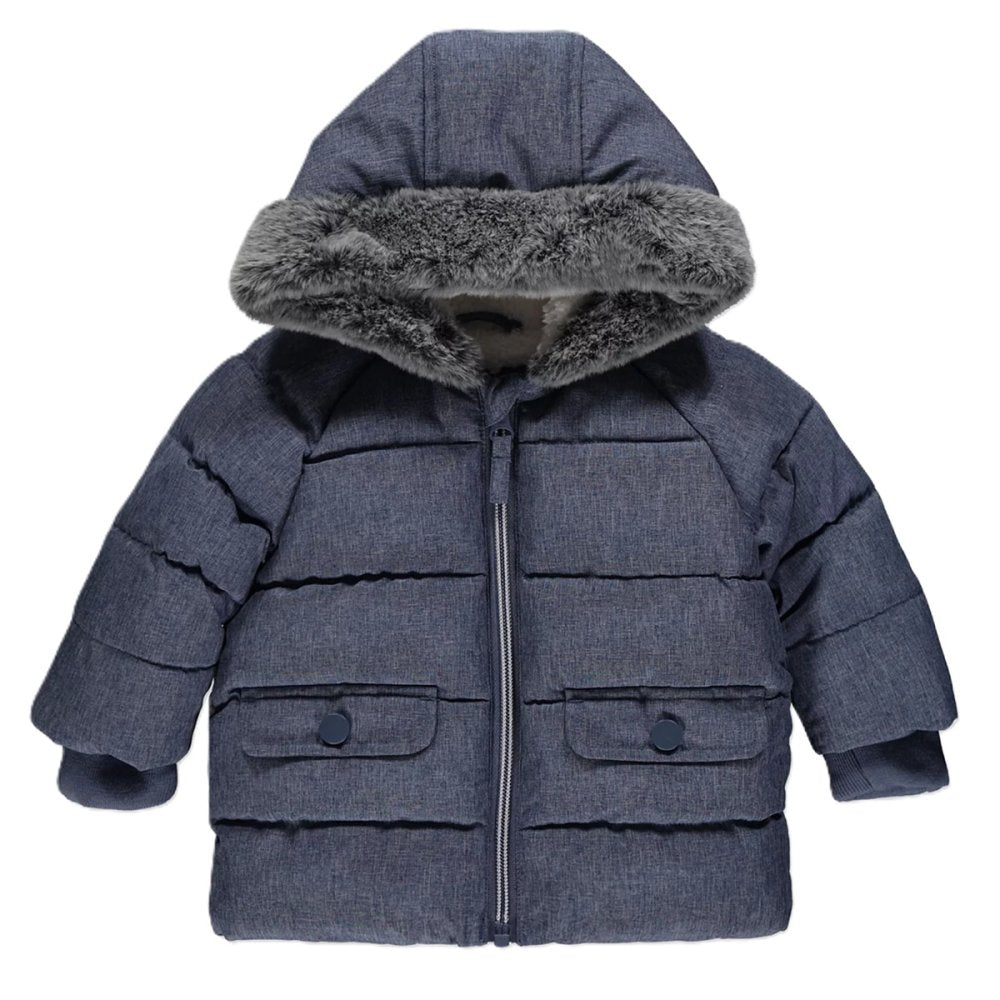 Blue Textured Padded Coat 12-18 Months
