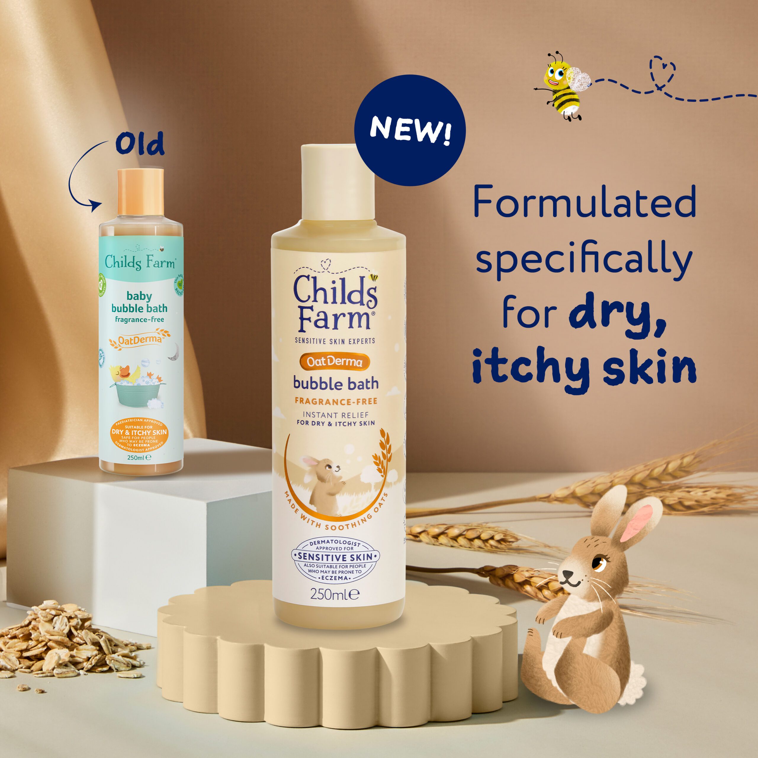Childs Farm OatDerma Bubble Bath, fragrance free, 250ml