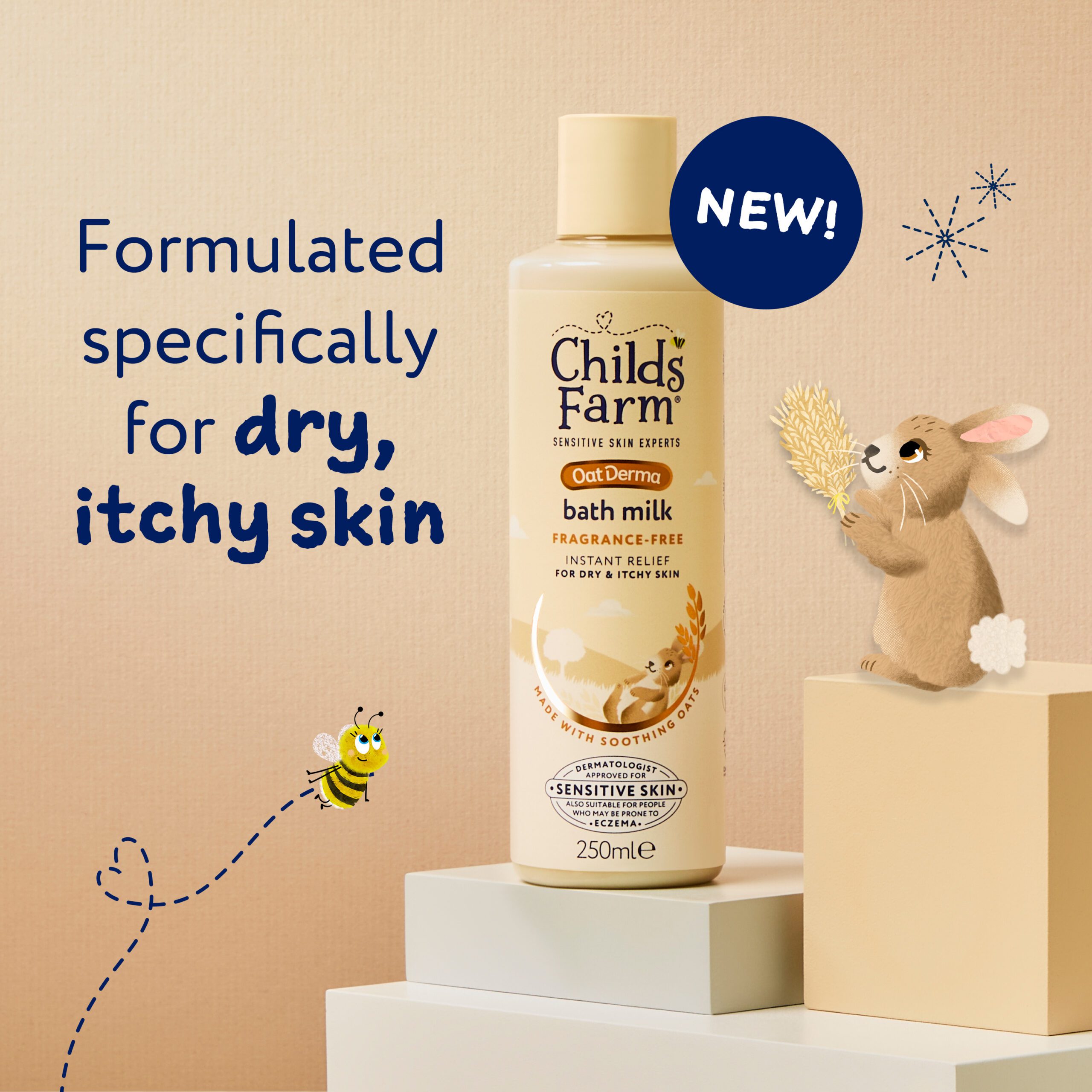 Childs Farm OatDerma Bath Milk, fragrance free, 250ml
