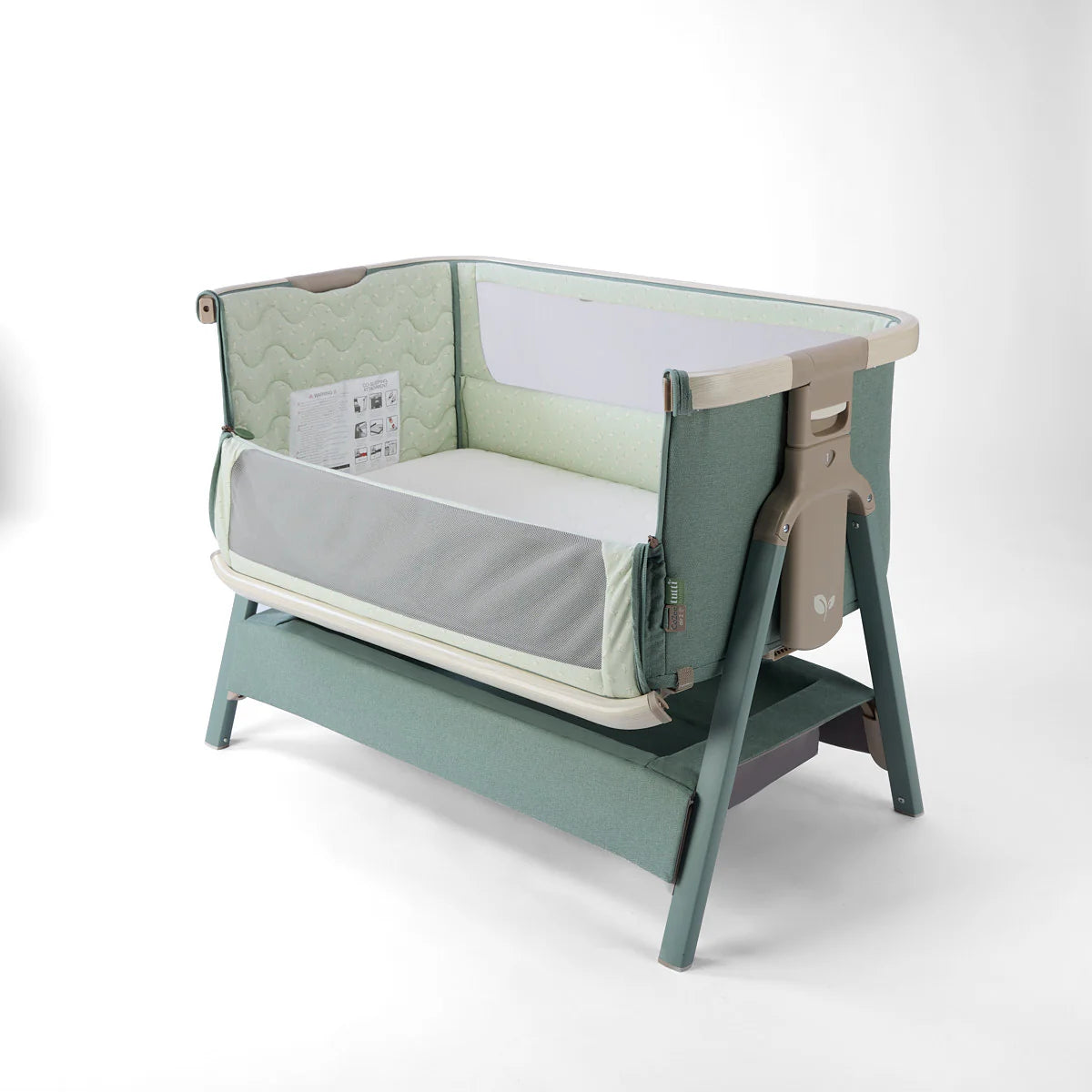 Tutti Bambini CoZee Air 2 Bedside Crib - Whitewash / Kelp