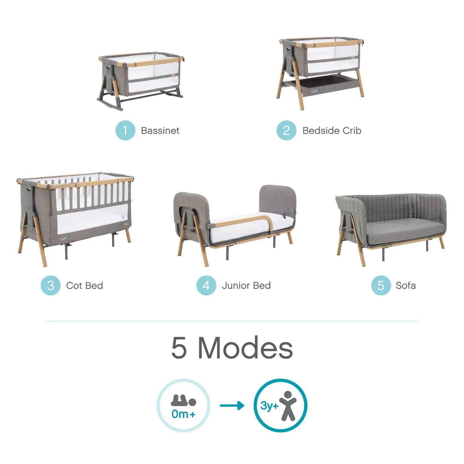 Tutti Bambini CoZee XL 5in1 - Oak / Charcoal