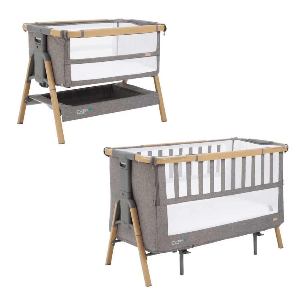 Tutti Bambini CoZee XL Bedside Crib & Cot - Oak / Charcoal