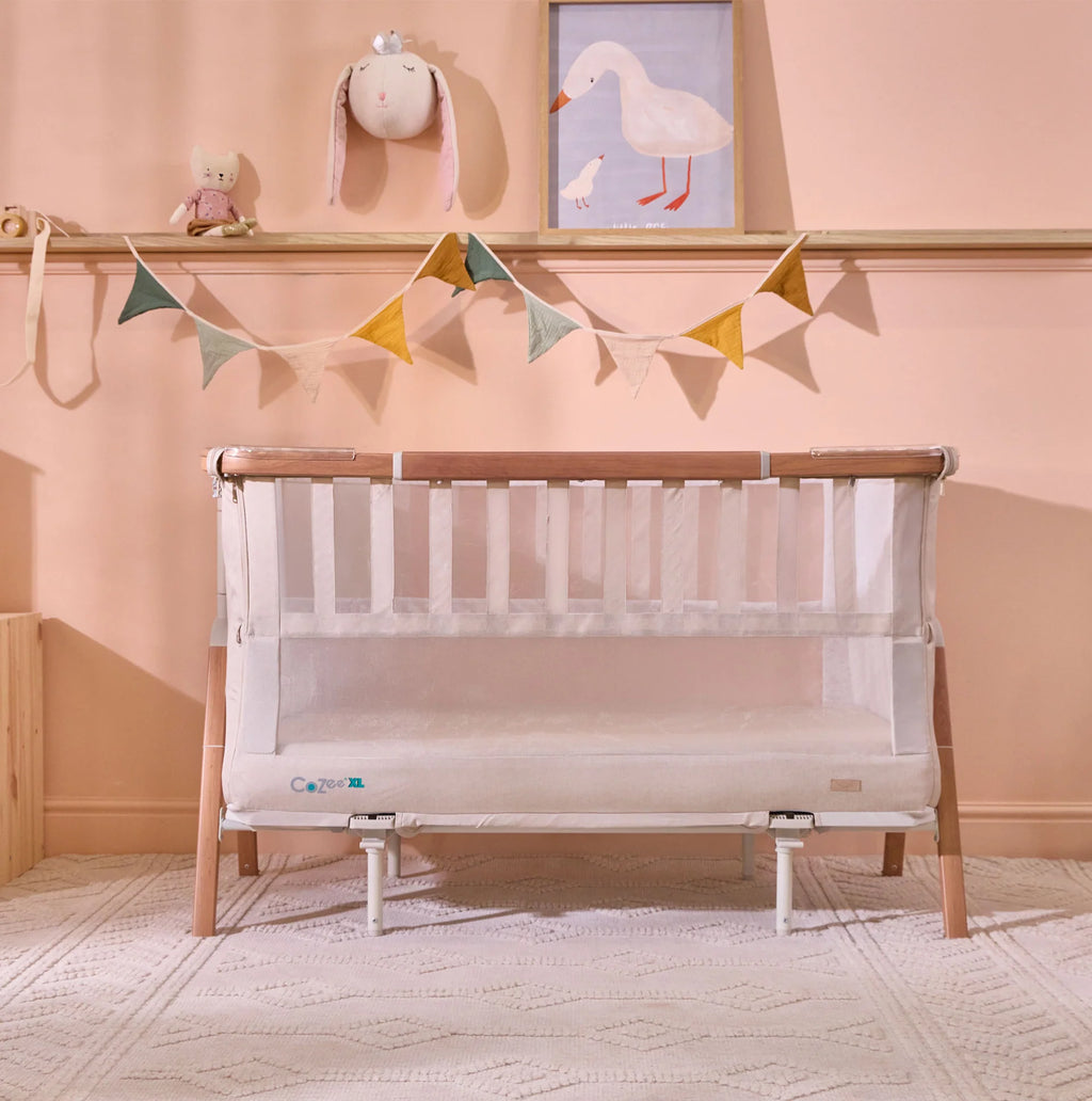Tutti Bambini CoZee XL Bedside Crib & Cot - Scandinavian Walnut/Ecru