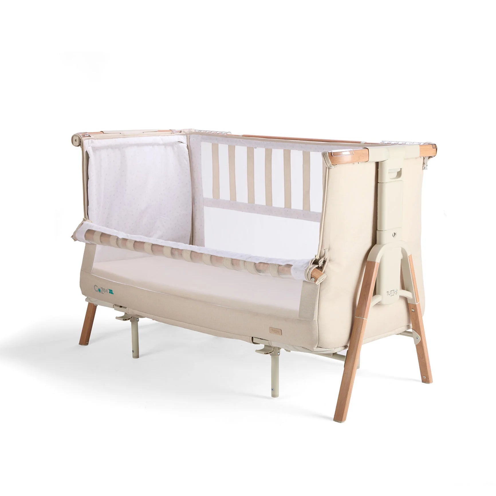 Tutti Bambini CoZee XL Bedside Crib & Cot - Scandinavian Walnut/Ecru