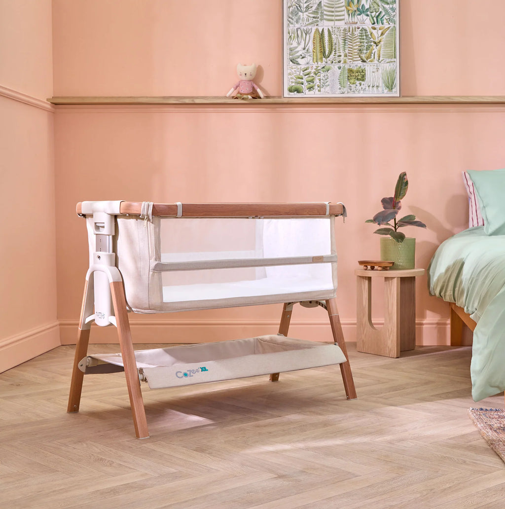 Tutti Bambini CoZee XL Bedside Crib & Cot - Scandinavian Walnut/Ecru