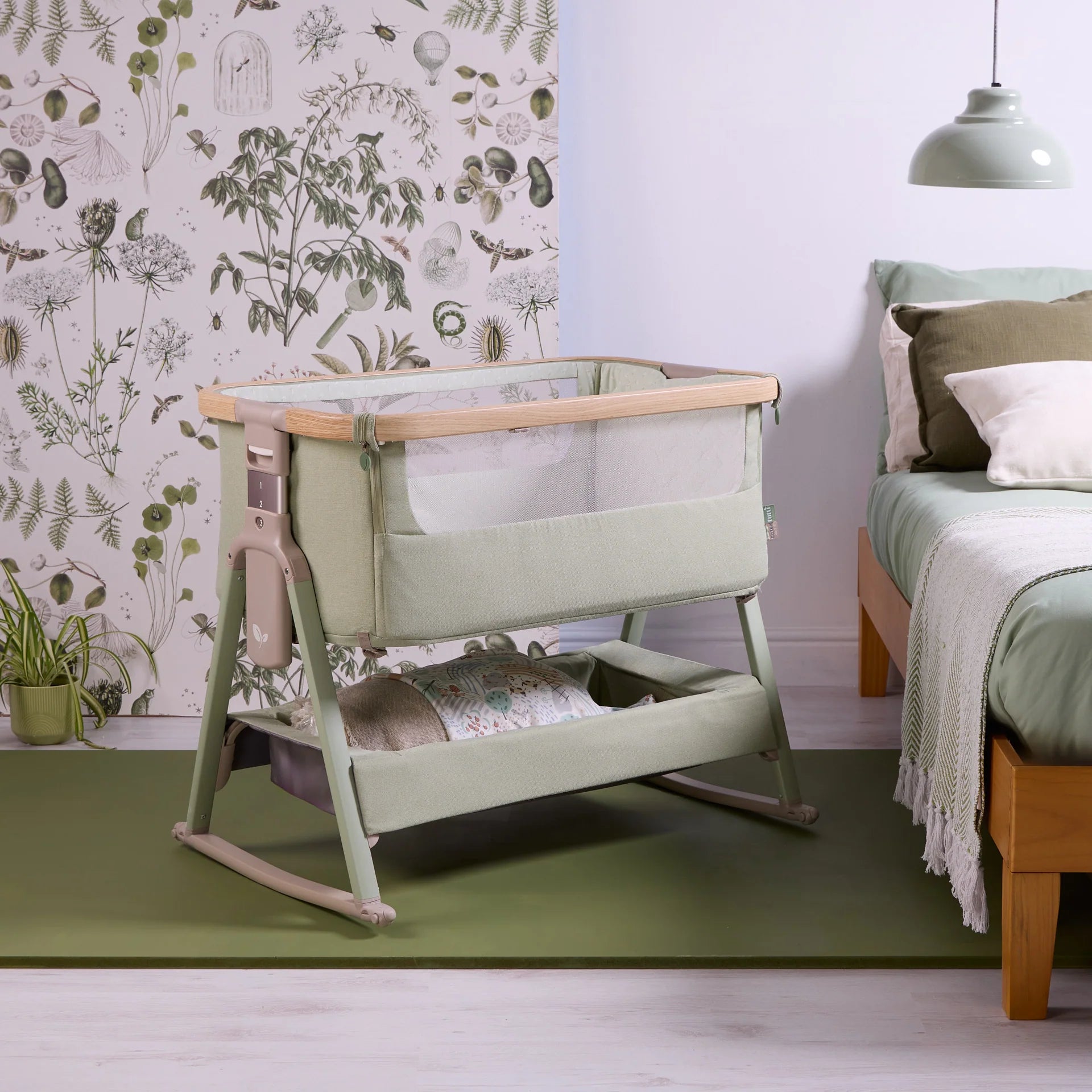 Tutti Bambini CoZee Air 2 Bedside Crib - Drifted Oak / Eucalyptus