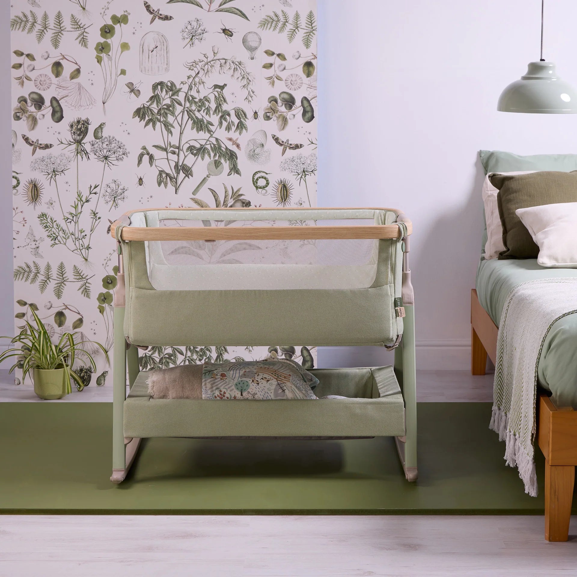 Tutti Bambini CoZee Air 2 Bedside Crib - Drifted Oak / Eucalyptus