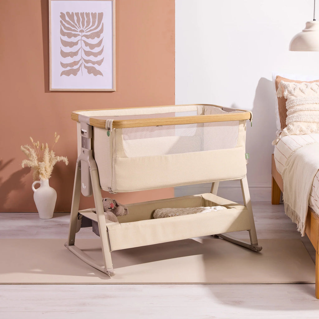 Tutti Bambini CoZee Air 2 Bedside Crib - Toasted Oak / Sand