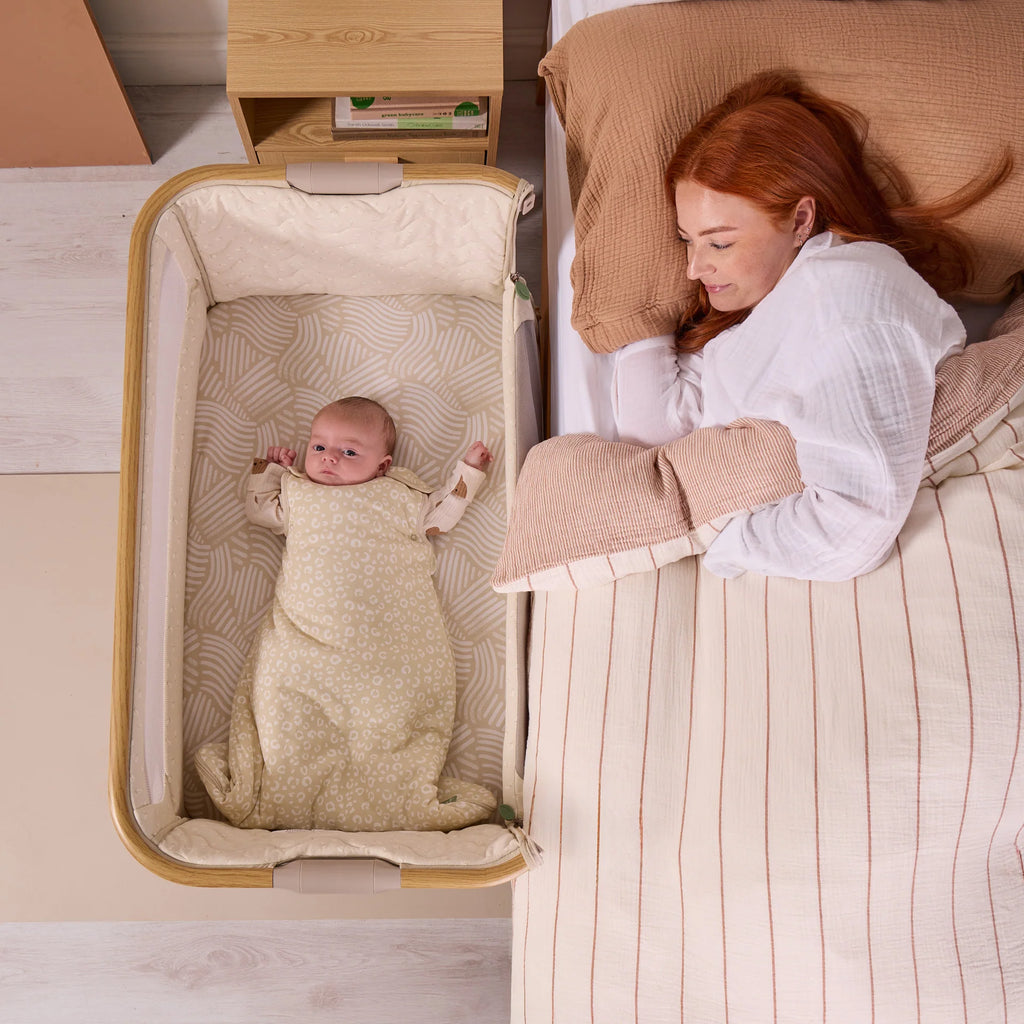 Tutti Bambini CoZee Air 2 Bedside Crib - Toasted Oak / Sand