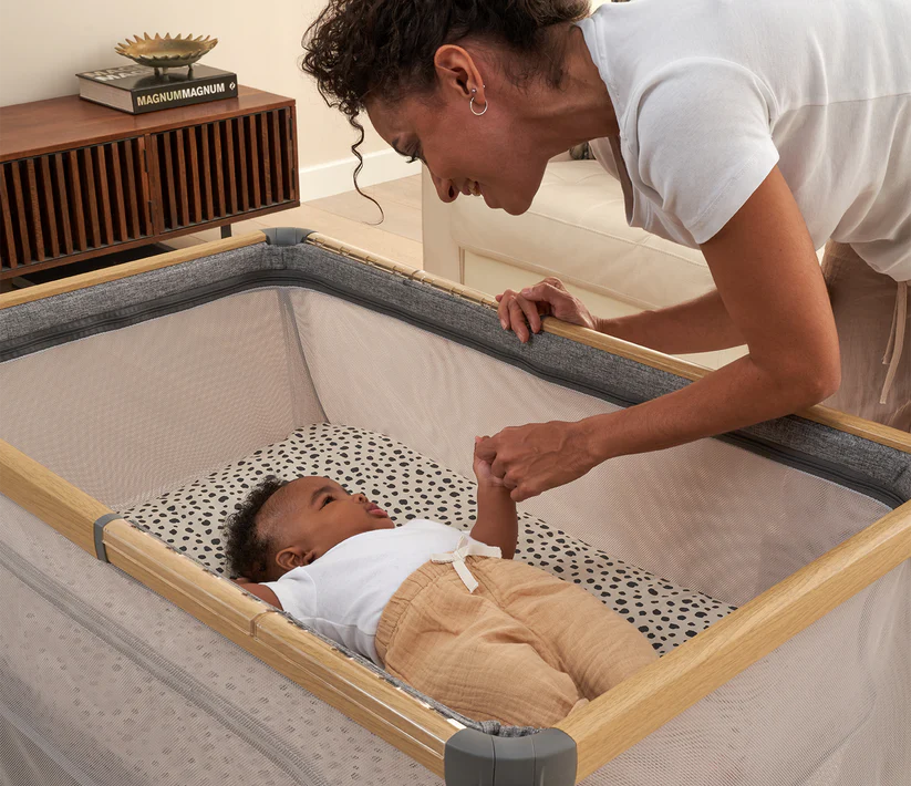Tutti Bambini CoZee Go 3-in-1 Bassinet, Travel Cot & Playpen - Oak & Charcoal