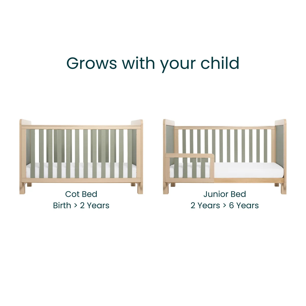 Tutti Bambini Kuba Cot Bed - Oak / Sage Weave
