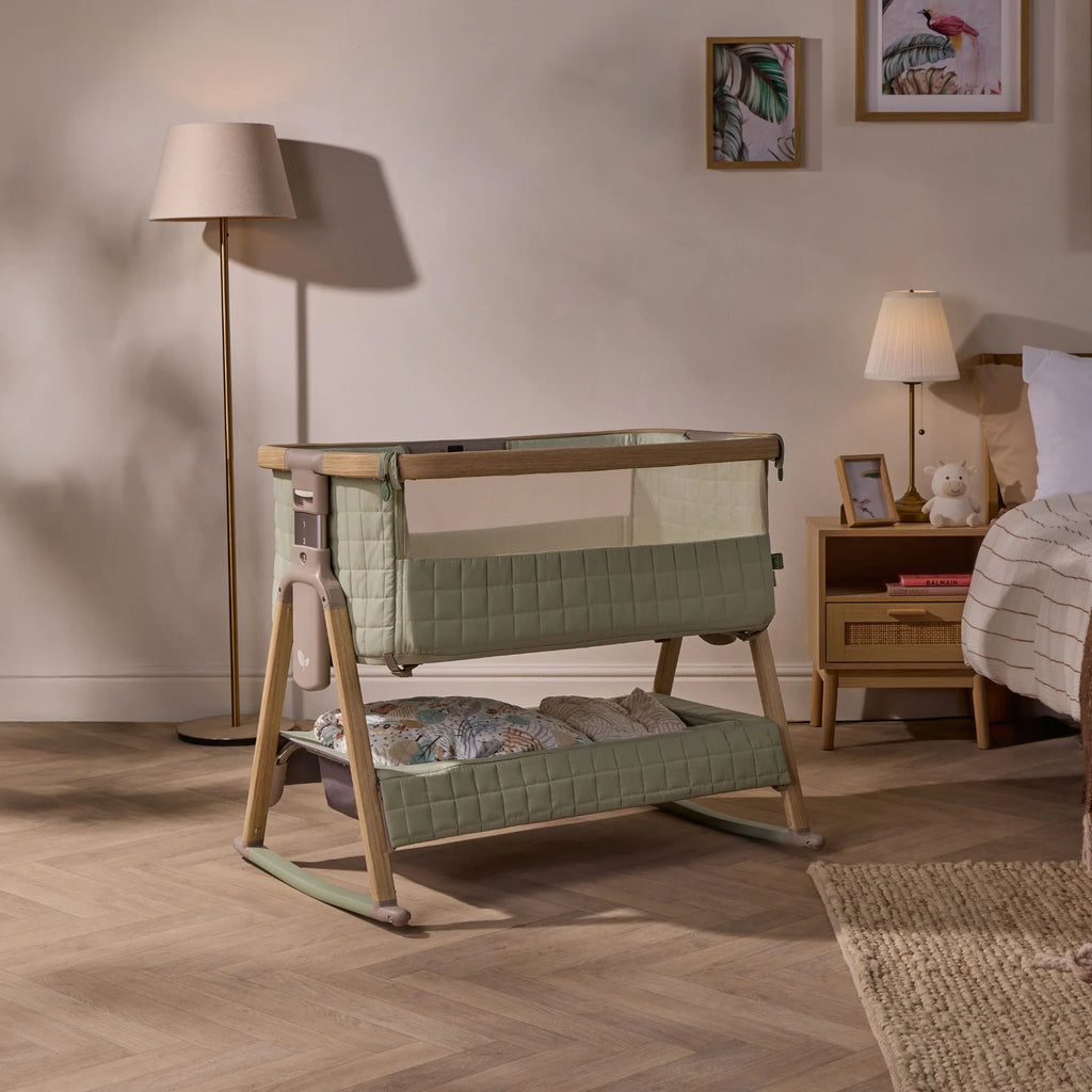 Tutti Bambini CoZee Sense Bedside Crib - Drifted Oak / Eucalyptus