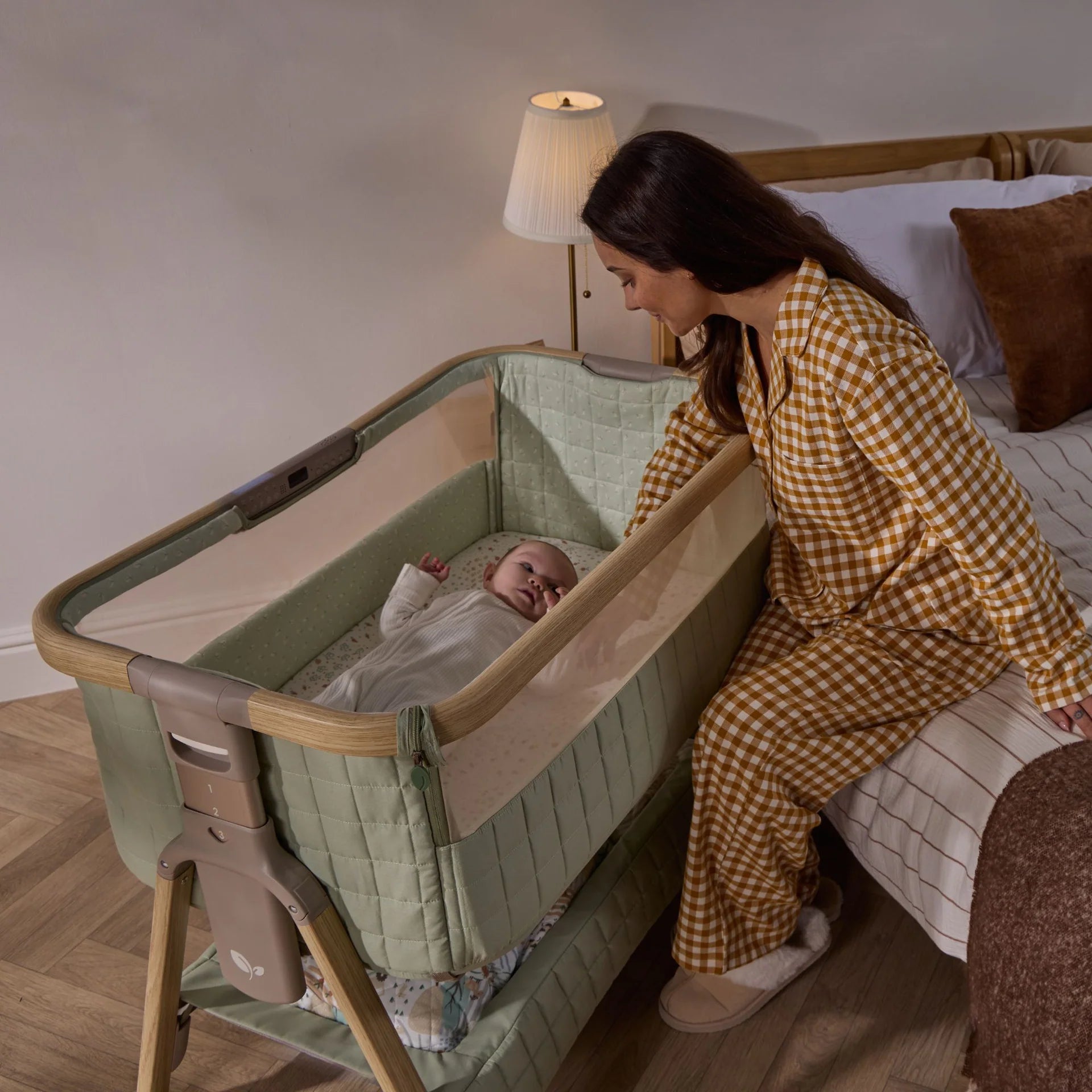 Tutti Bambini CoZee Sense Bedside Crib - Drifted Oak / Eucalyptus