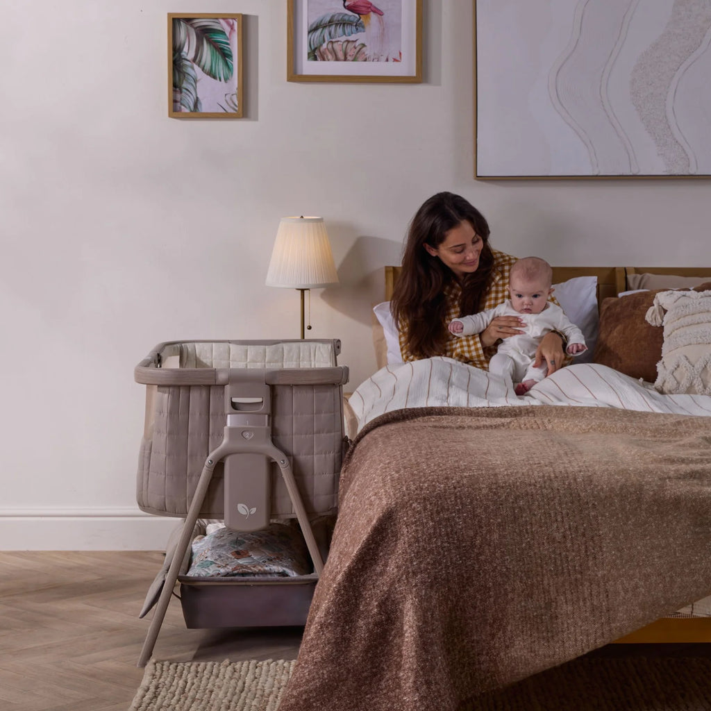 Tutti Bambini CoZee Sense Bedside Crib - Soft Walnut / Cocoa