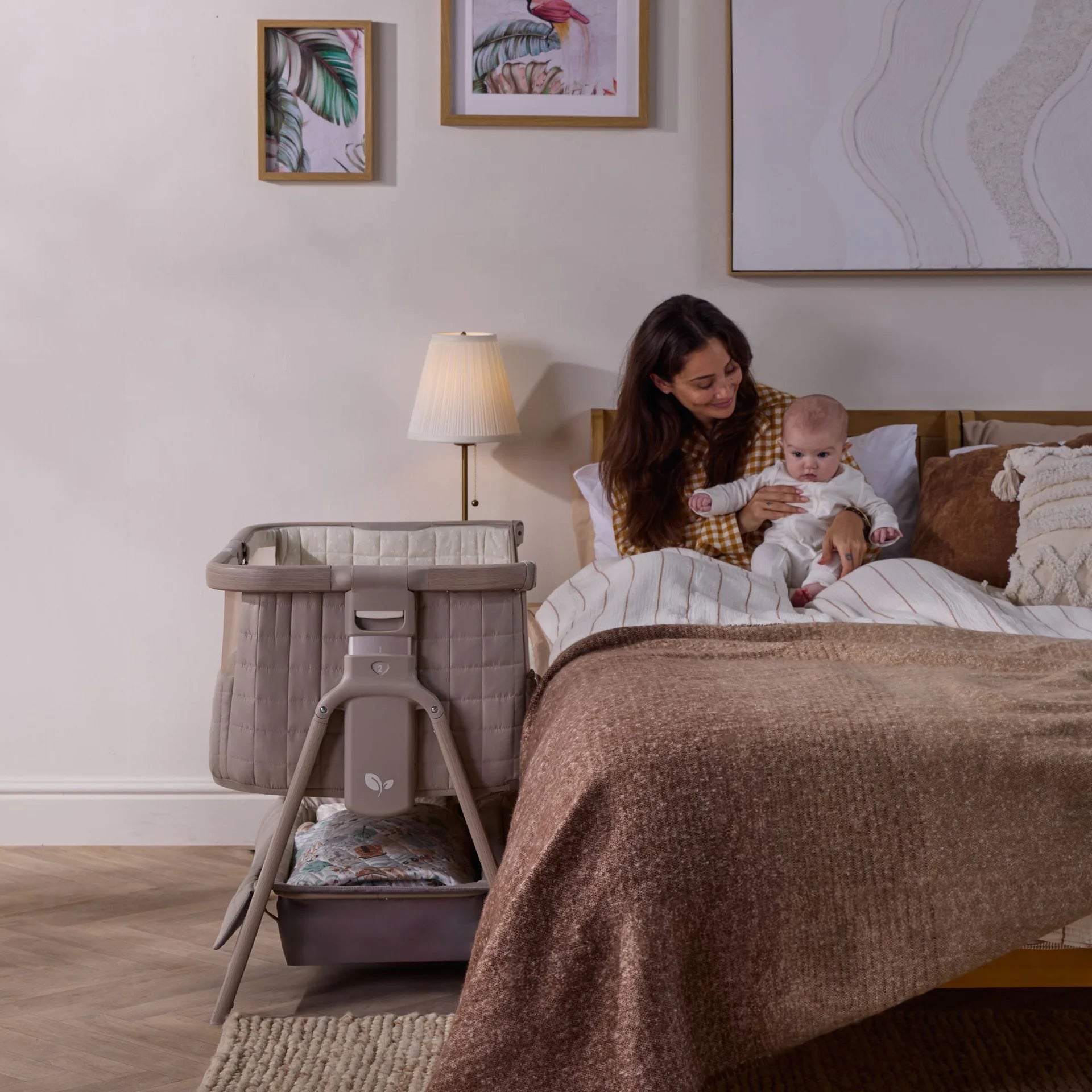 Tutti Bambini CoZee Sense Bedside Crib - Soft Walnut / Cocoa