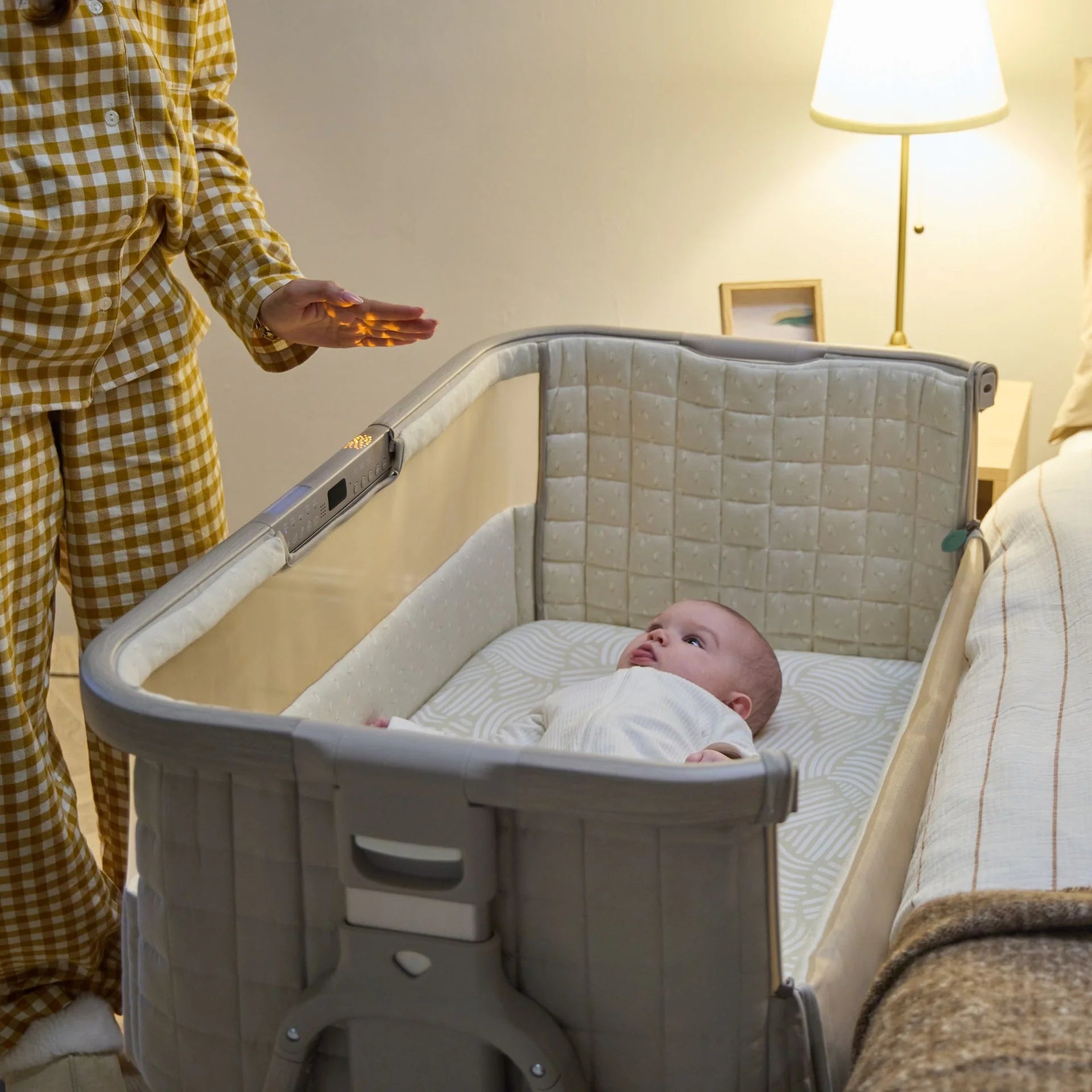 Tutti Bambini CoZee Sense Bedside Crib - Soft Walnut / Cocoa