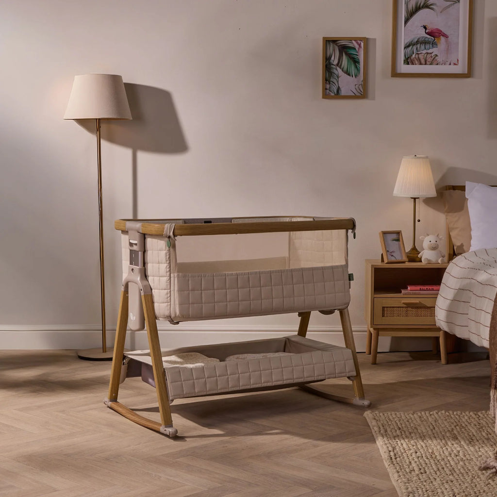 Tutti Bambini CoZee Sense Bedside Crib - Toasted Oak / Sand