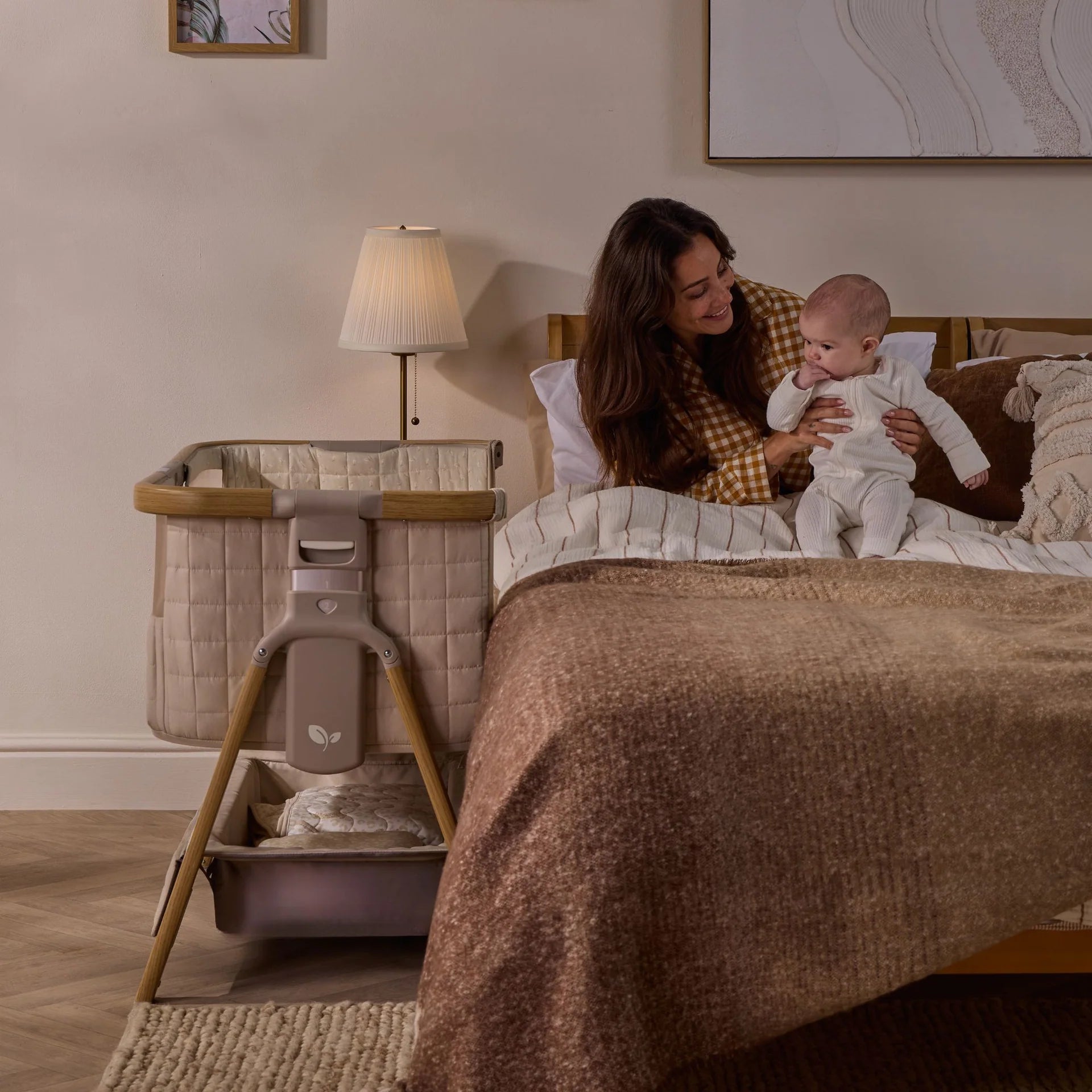 Tutti Bambini CoZee Sense Bedside Crib - Toasted Oak / Sand