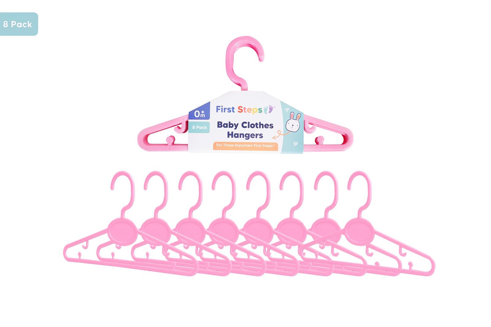 First Steps Baby Clothes Hangers 8 Pack Pink