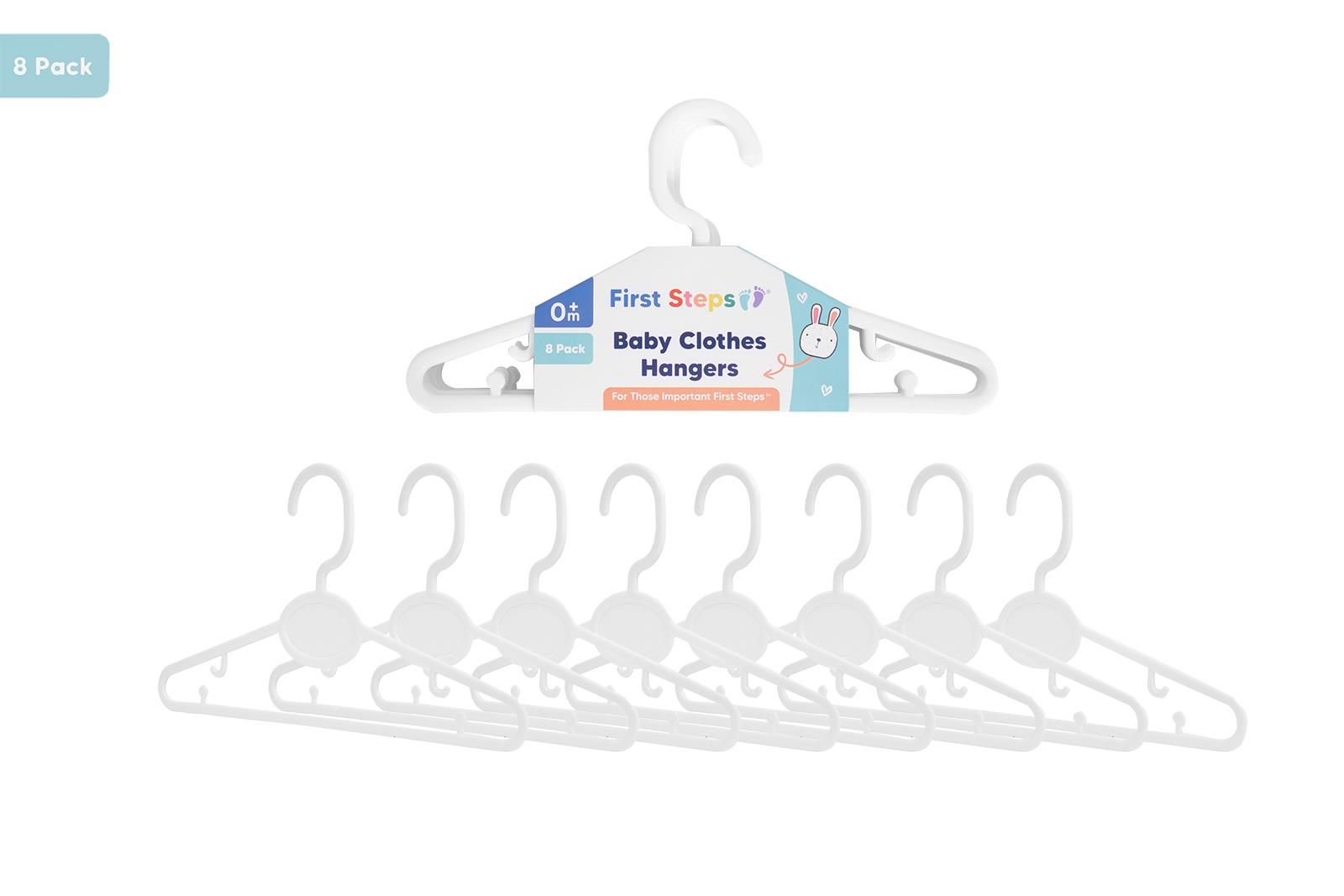 First Steps Baby Clothes Hangers 8 Pack White