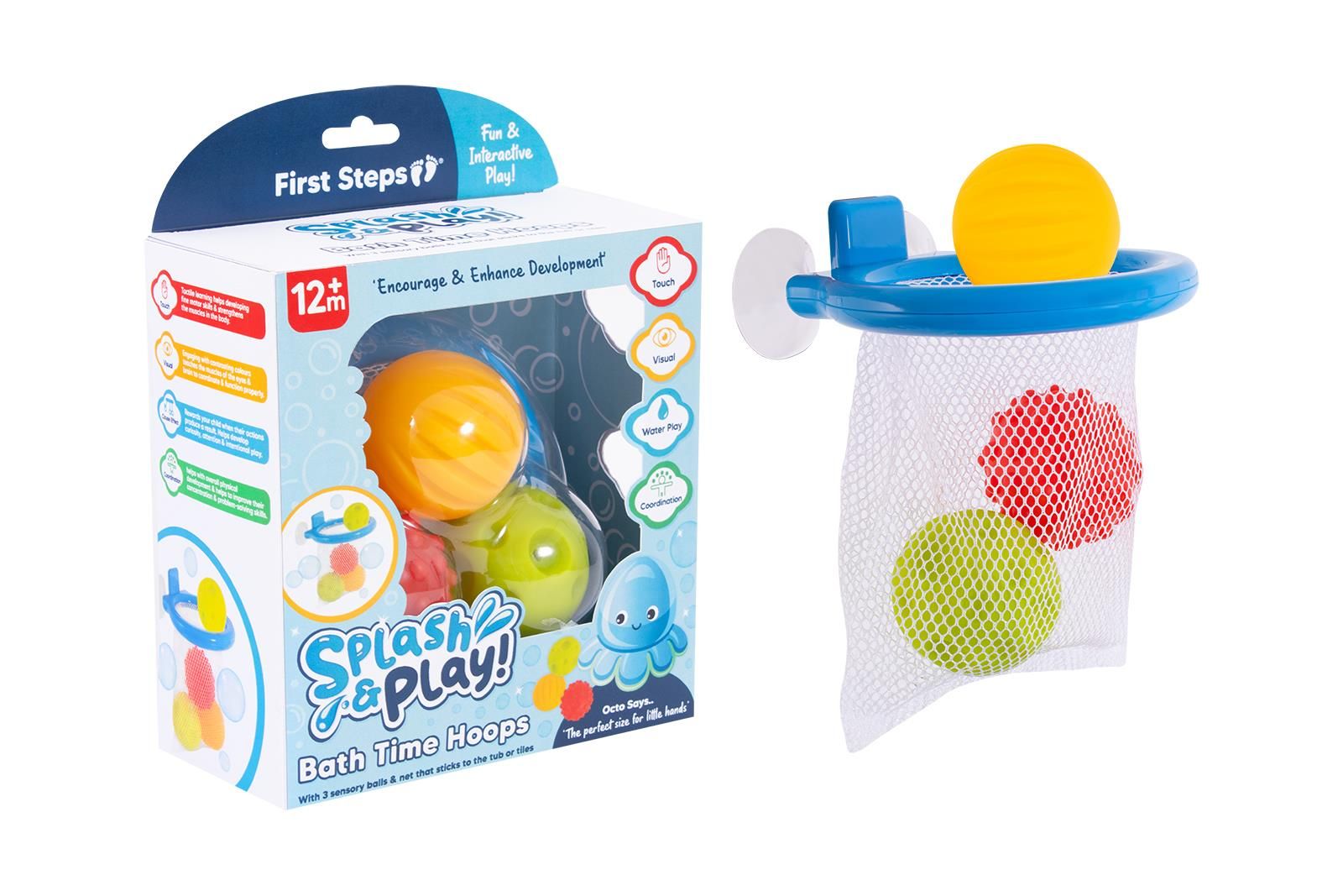 First Steps Bath Basket Ball With 3 Sensor Balls
