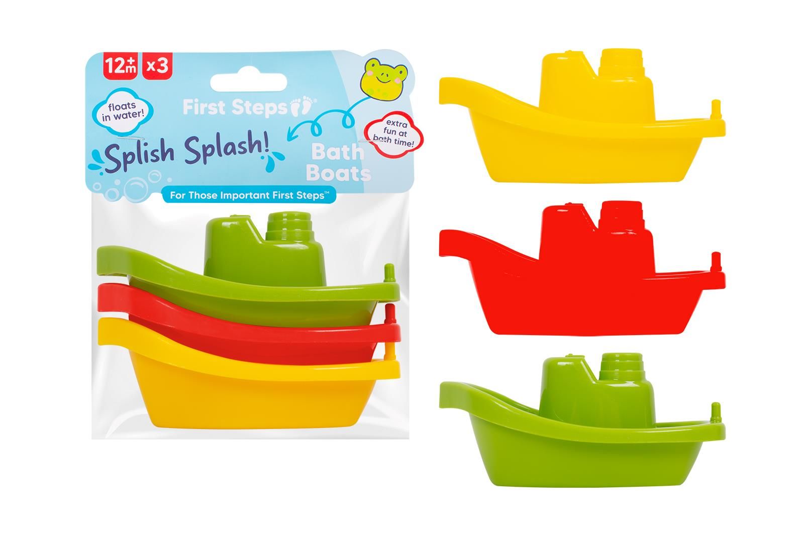 First Steps Bath Boats 3 Pack 3 Assorted Colours