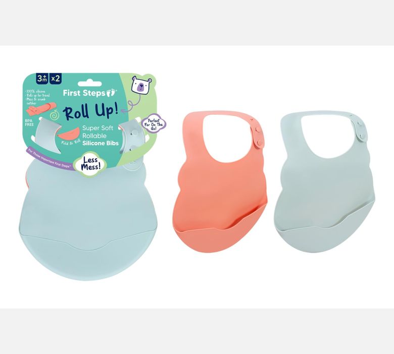 First Steps Pack 2 Silicone Bibs
