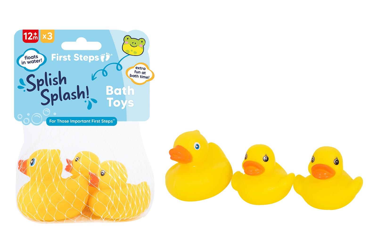 First Steps Vinyl Duck Bath Toys 3 Pack