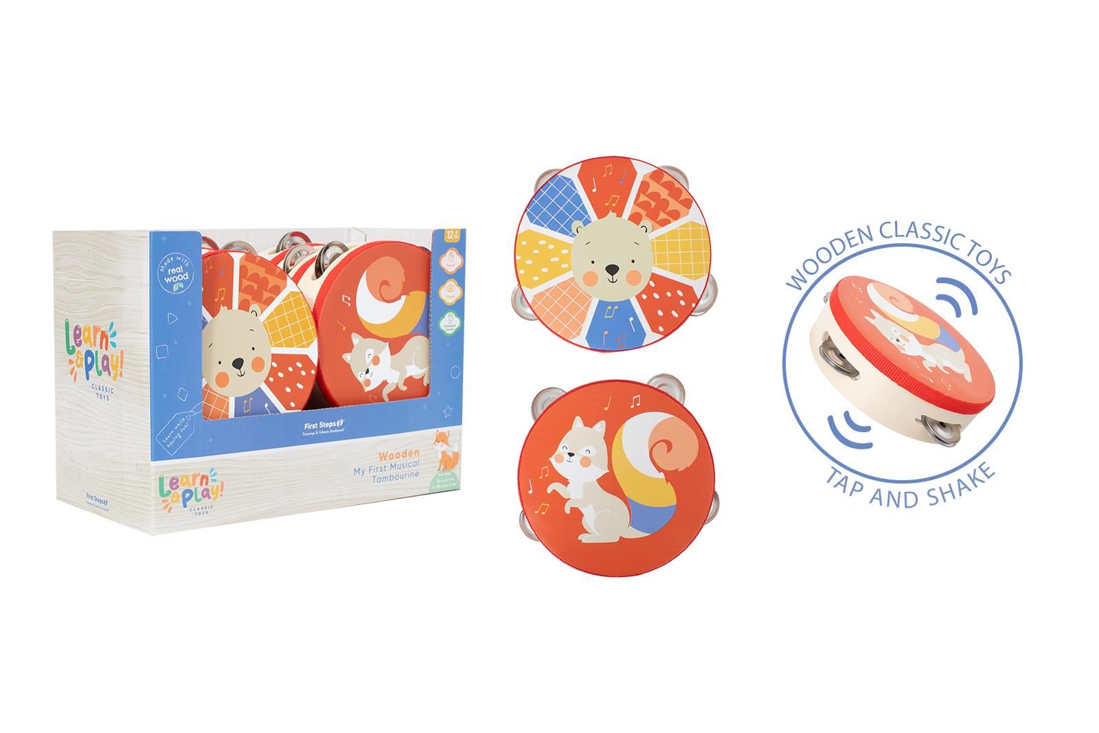 First Steps Wooden Tambourine 14.5cm