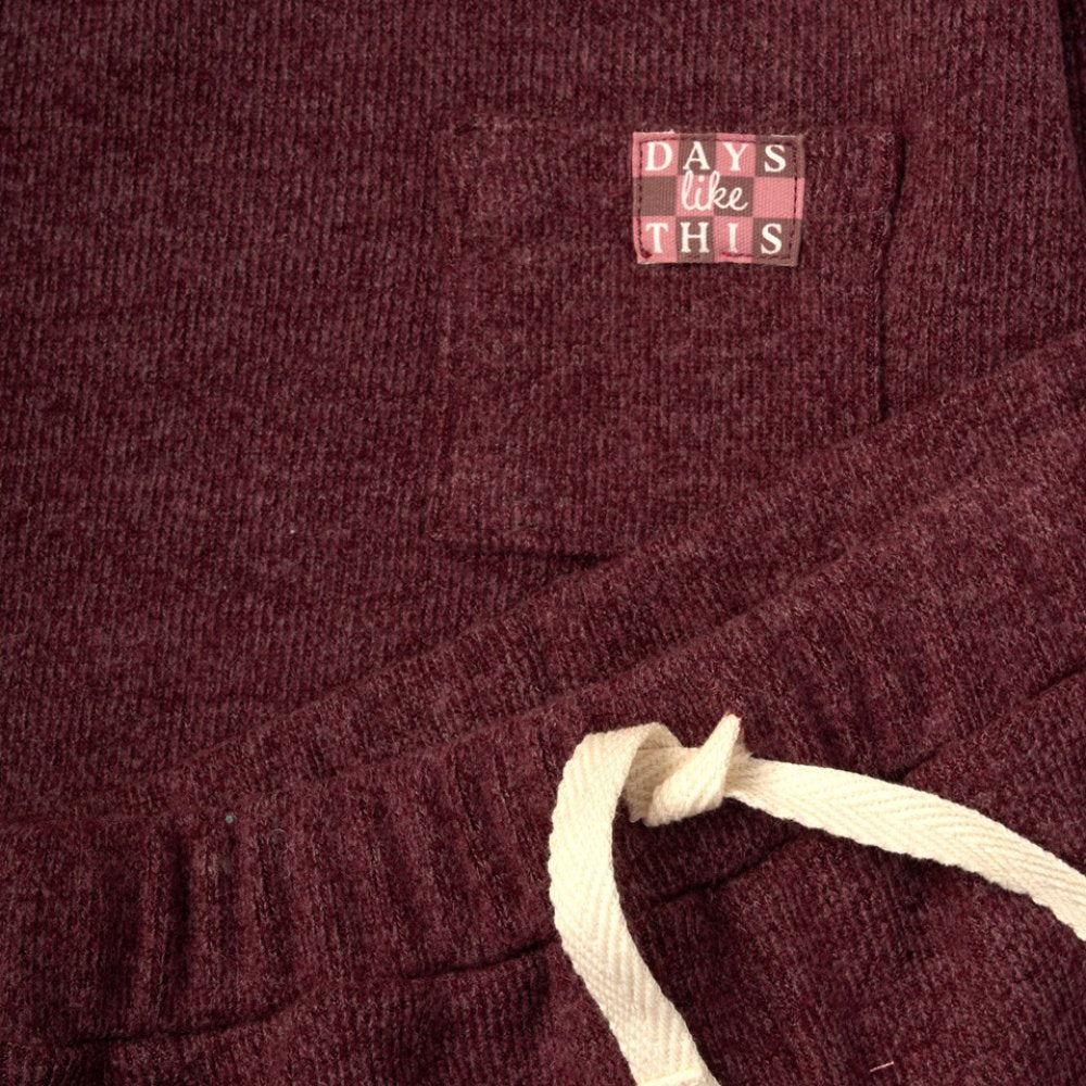 Lily & Jack Kids Brushed Rib Sweatshirt & Jog Pant Outfit - Maroon