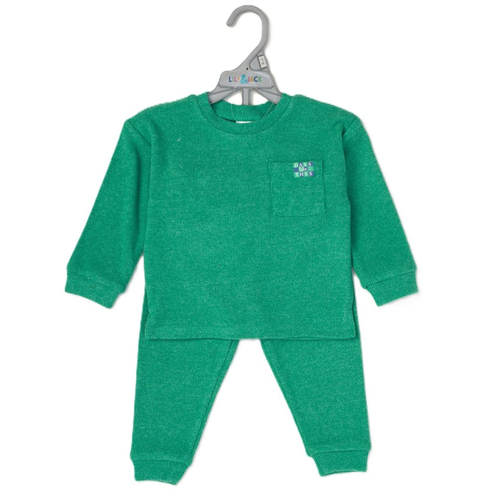 Lily & Jack Kids Brushed Rib Sweatshirt & Jog Pant Outfit - Green