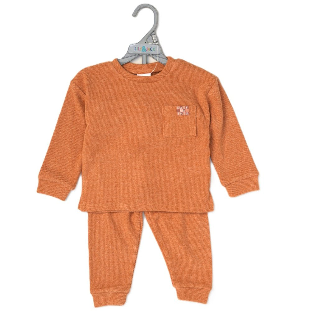 Lily & Jack Kids Brushed Rib Sweatshirt & Jog Pant Outfit - Orange