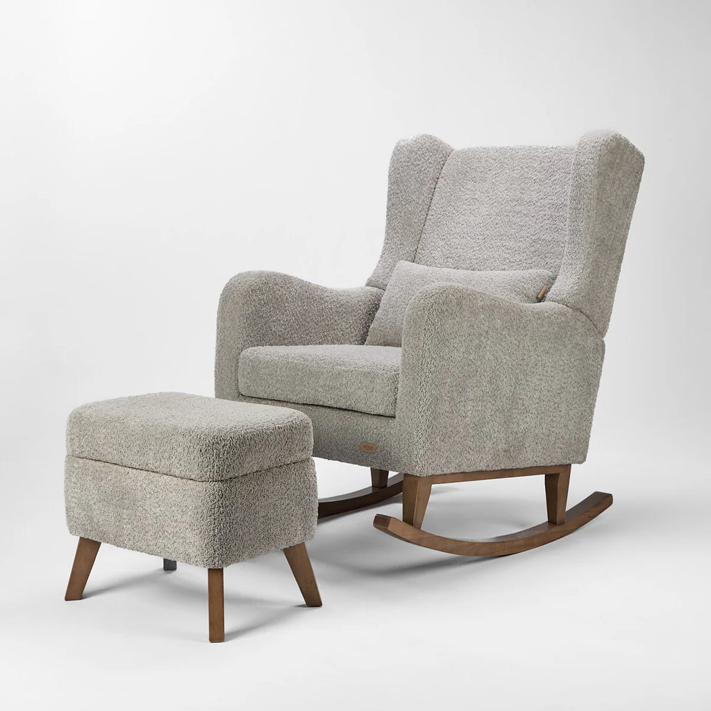 Tutti Bambini Harper Wingback Rocking Chair & Footstool - Cloud Grey